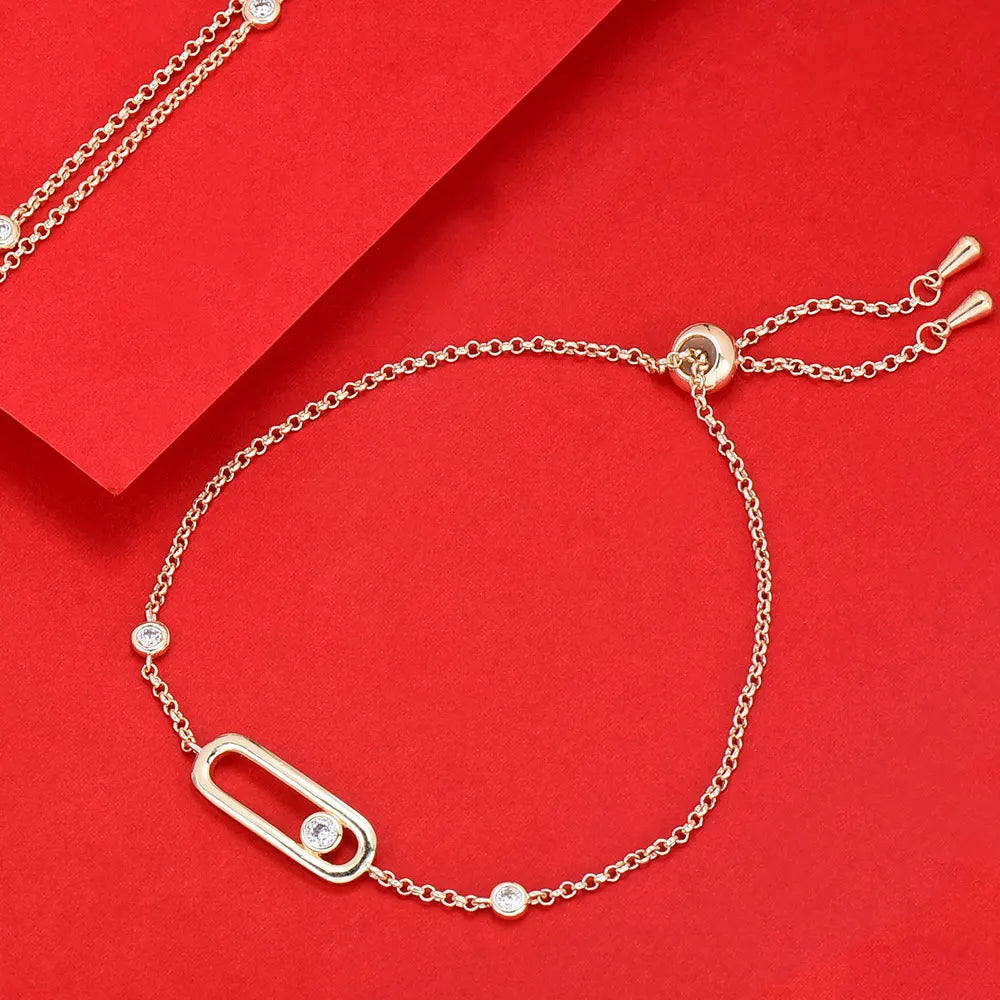 Star Fireworks Luxury Adjustable Baguette Bracelet with AAA Cubic Zirconia for Women