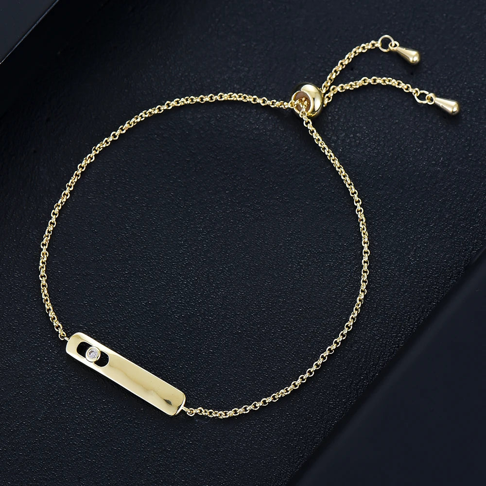 Star Fireworks Luxury Adjustable Baguette Bracelet with AAA Cubic Zirconia for Women